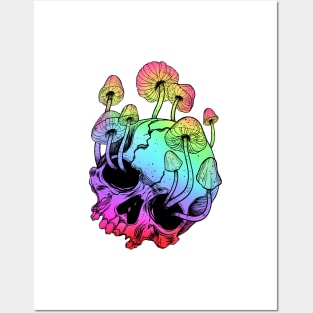 Overgrown skull. Mushrooms. Death - Life Posters and Art